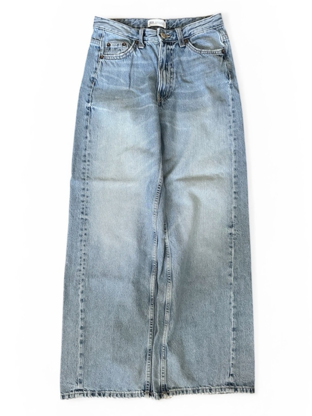 ZARA Wide Leg Jeans High Rise Trendy Baggy Denim Size 2 / 34 EUR